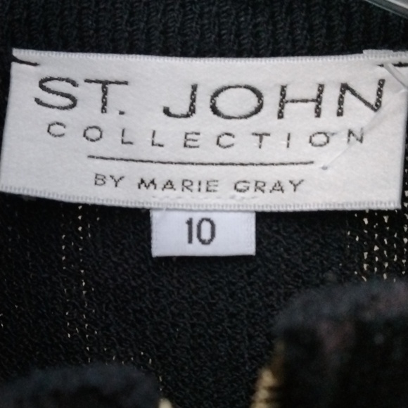 ST JOHN COLLECTION MARIE GRAY BLACK KNIT DRESS SIZE 10 - Picture 4 of 11